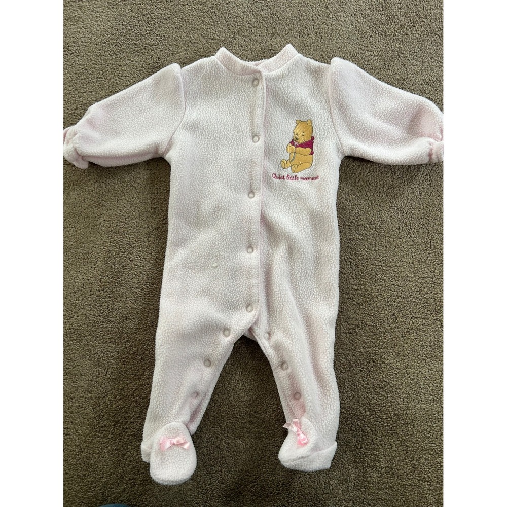 Disney embroidered Winnie the Pooh Pink Fleece Footed Sleeper 0-3 Months